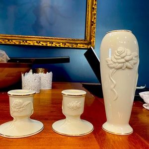 Lenox China vase and candlesticks